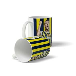 Dzeko Sarı Lacivert Çubuklu Tasarım Baskılı Kupa Bardak