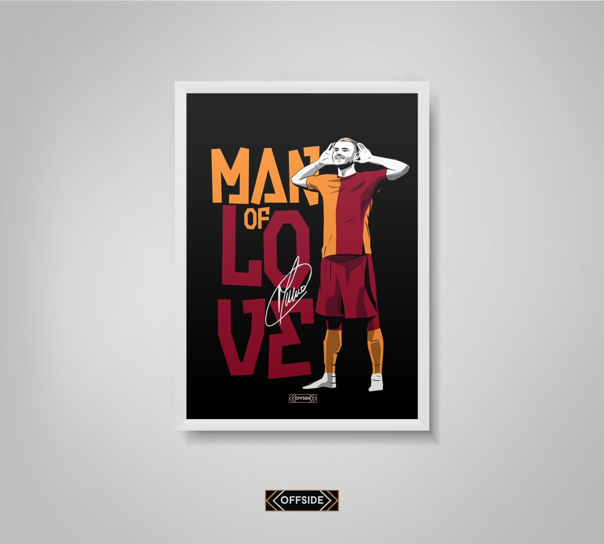 Mauro Icardi (Sarı Saçlı Çizim) Siyah Poster Beyaz Çerçeve
