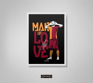 Mauro Icardi (Sarı Saçlı Çizim) Siyah Poster Beyaz Çerçeve