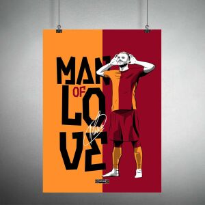 Mauro Icardi (Sarı Saçlı Çizim) Sarı-Kırmızı Poster Çerçevesiz