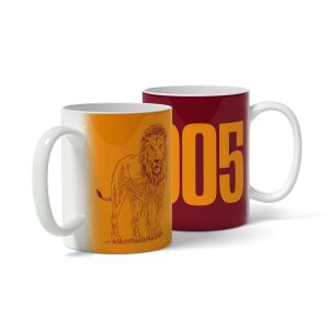 Aslan 1905 Tasarımlı Baskılı Sarı-Kırmızı Kupa Bardak