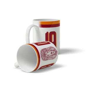 Aslan 1905 Beyaz - Sarı Kırmızı Şeritli Baskılı Kupa Bardak