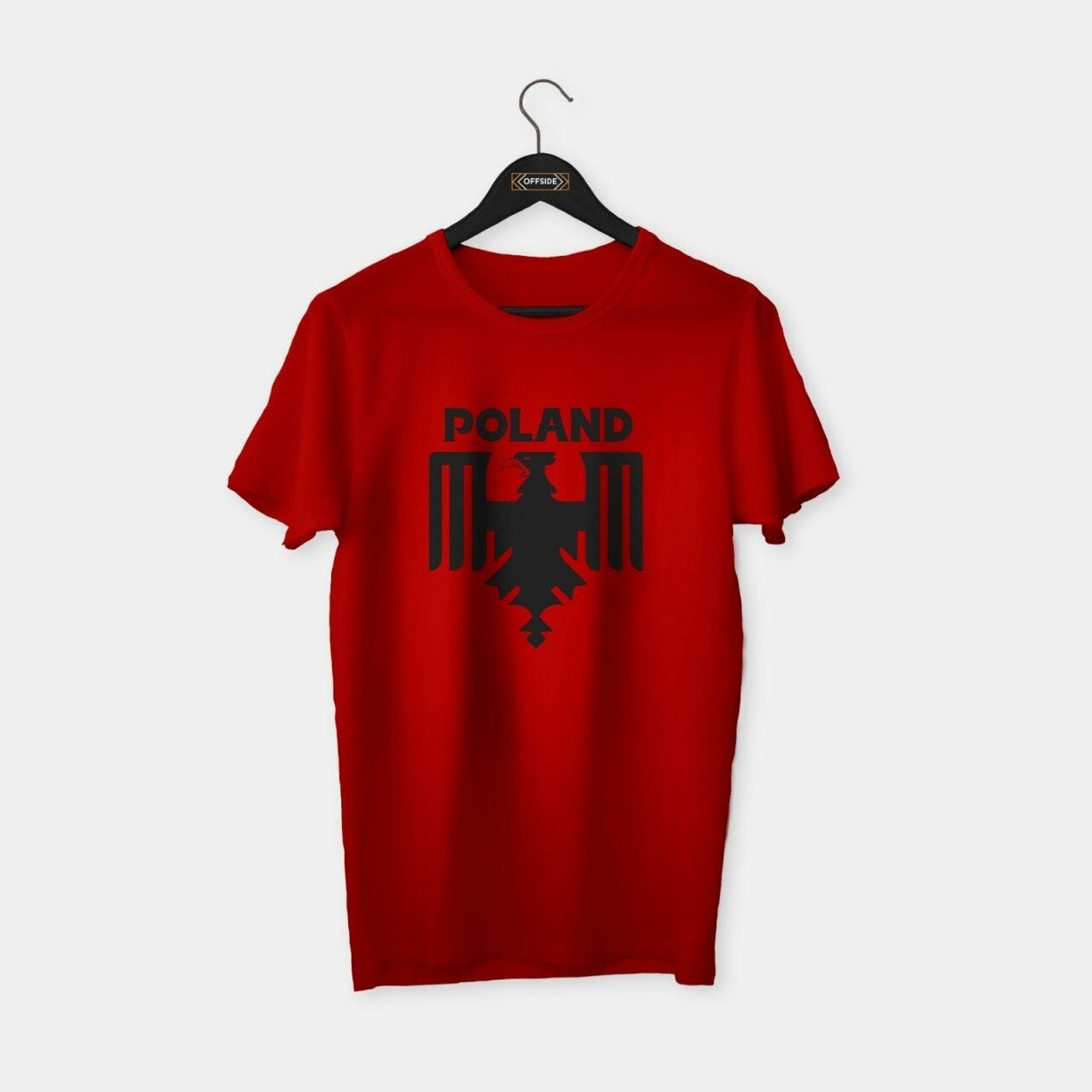 Poland (Polonya) T-shirt Kırmızı (Siyah Baskı) - XXL