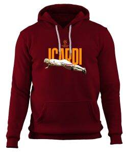 Şampiyonlar Ligi Özel Mauro Icardi 'Fly' Kapüşonlu Sweatshirt Bordo - XL