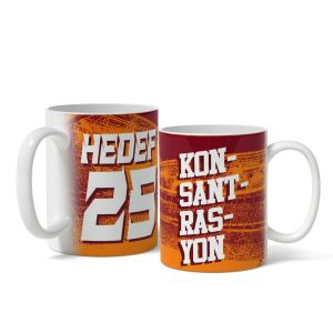 Sarı Kırmızı Hedef 25 Tasarımlı KONSANTRASYON Baskılı Kupa Bardak