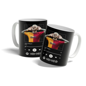 Siyah Aşkın Olayım Spotify Kodlu Tasarım Baskılı Porselen Aslan Taraftar Hediye Kupa Bardak