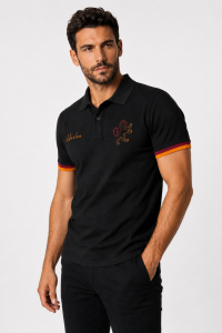 Like a Lion Aslan Nakışlı Sarı Kırmızı Detaylı Erkek Polo Yaka Tişört