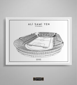 Ali Sami Yen Stad Çizim Posteri Beyaz Çerçeve