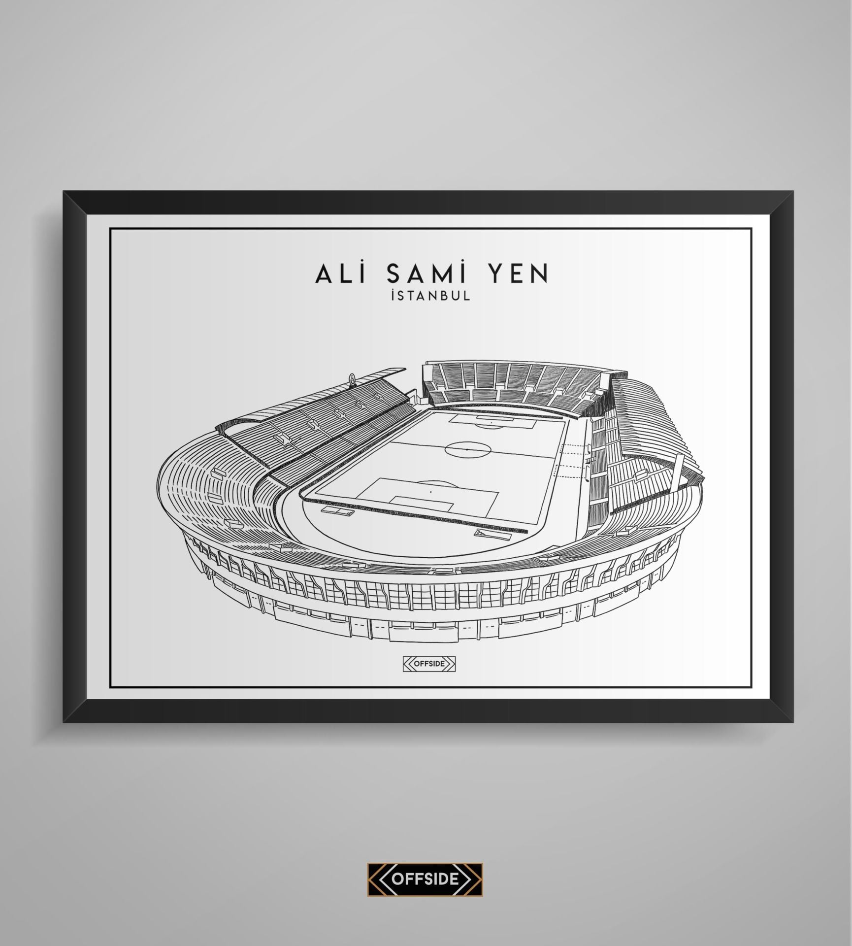 Ali Sami Yen Stad Çizim Posteri Siyah Çerçeve