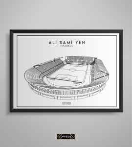 Ali Sami Yen Stad Çizim Posteri Siyah Çerçeve