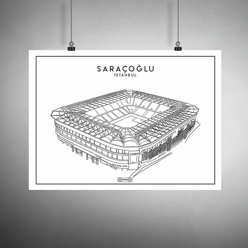 Şükrü Saraçoğlu Stad Çizim Posteri Çerçevesiz