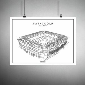 Şükrü Saraçoğlu Stad Çizim Posteri Çerçevesiz