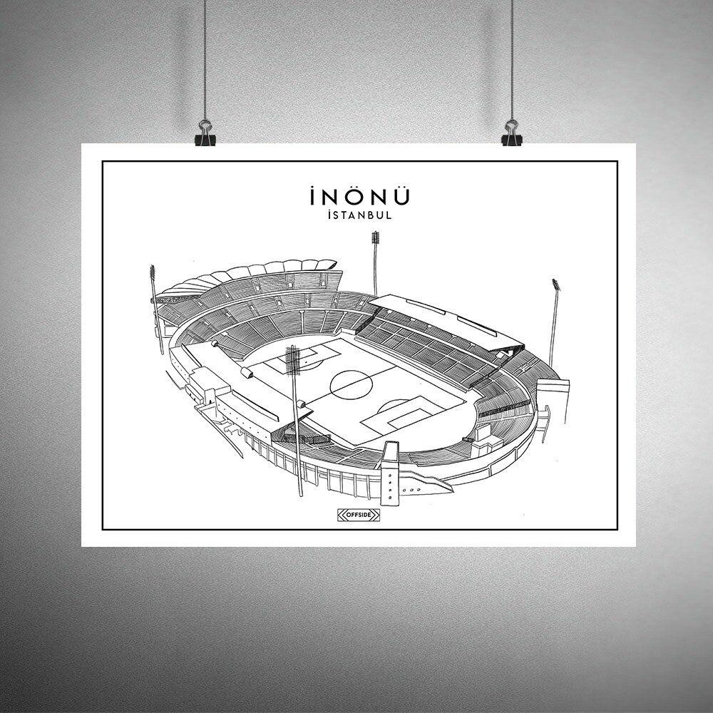 İnönü Stad Çizim Posteri Çerçevesiz