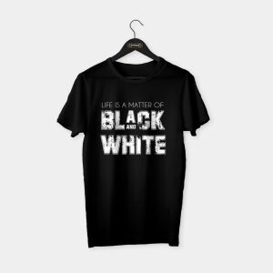 Black and White T-shirt Siyah - XXL
