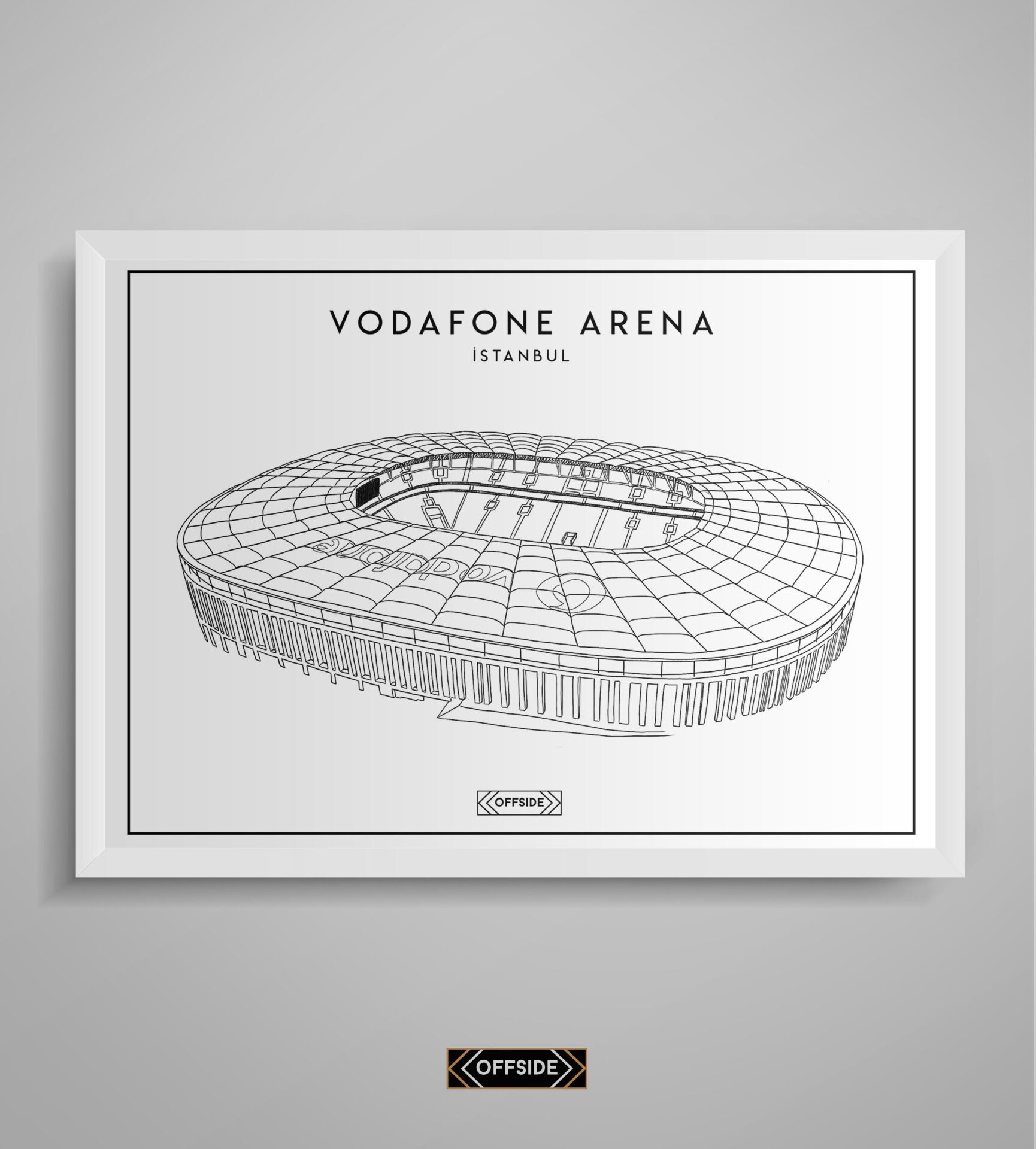 Vodafone Park Stad Çizim Posteri Beyaz Çerçeve