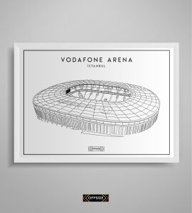 Vodafone Park Stad Çizim Posteri Beyaz Çerçeve