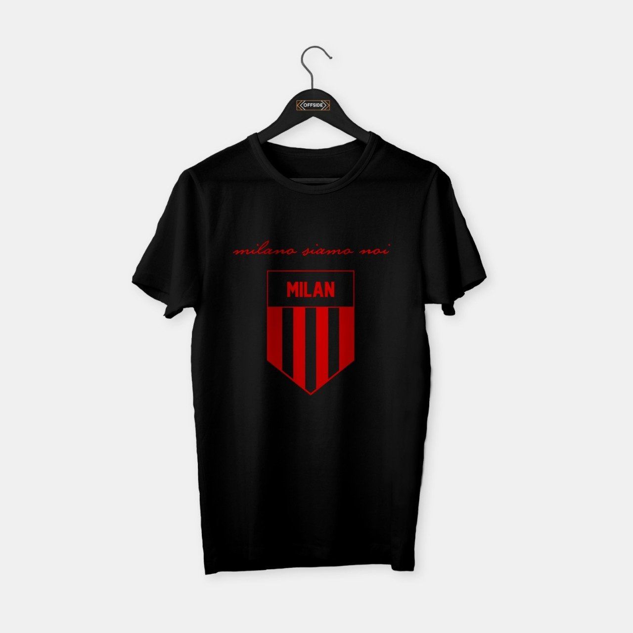 Milan 'Milano' T-shirt Siyah (Kırmızı Baskı) - S