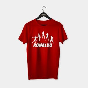 Cristiano Ronaldo II T-shirt Kırmızı (Beyaz Baskı) - L