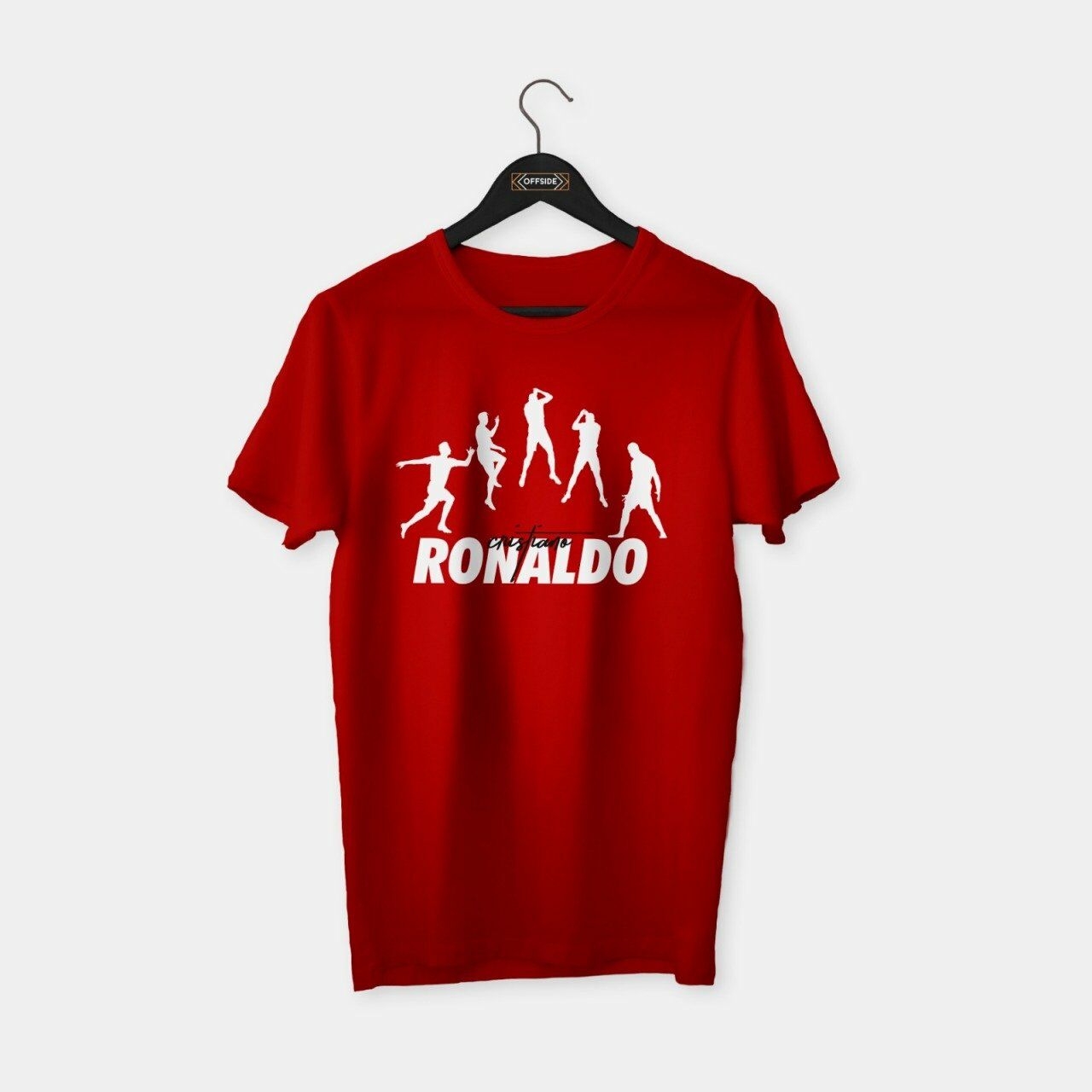 Cristiano Ronaldo II T-shirt Kırmızı (Beyaz Baskı) - M