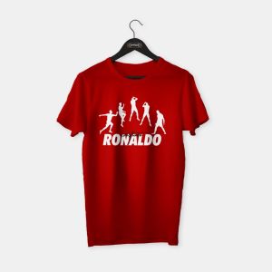 Cristiano Ronaldo II T-shirt Kırmızı (Beyaz Baskı) - S