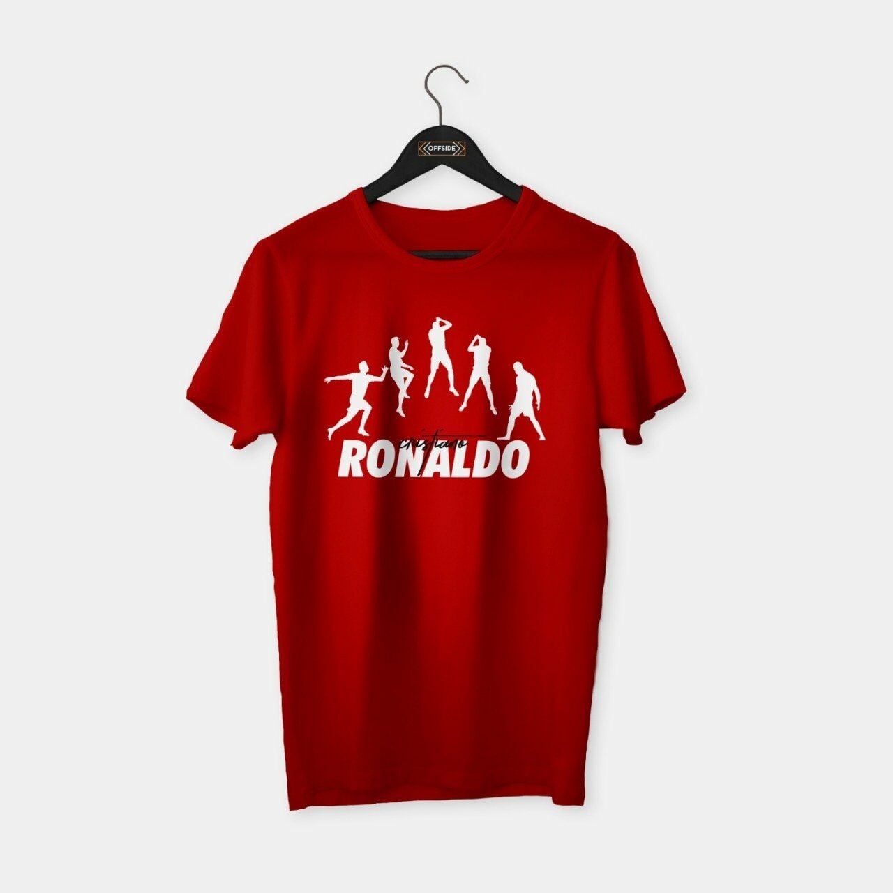 Cristiano Ronaldo II T-shirt Kırmızı (Beyaz Baskı) - XL