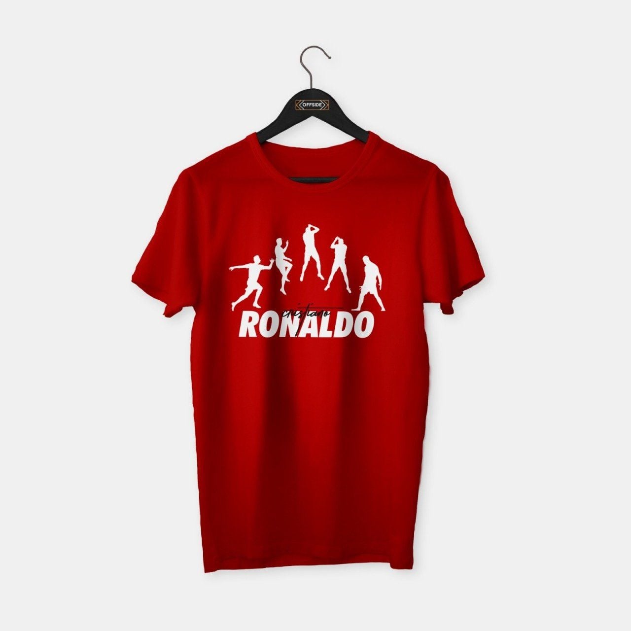 Cristiano Ronaldo II T-shirt Kırmızı (Beyaz Baskı) - XXL