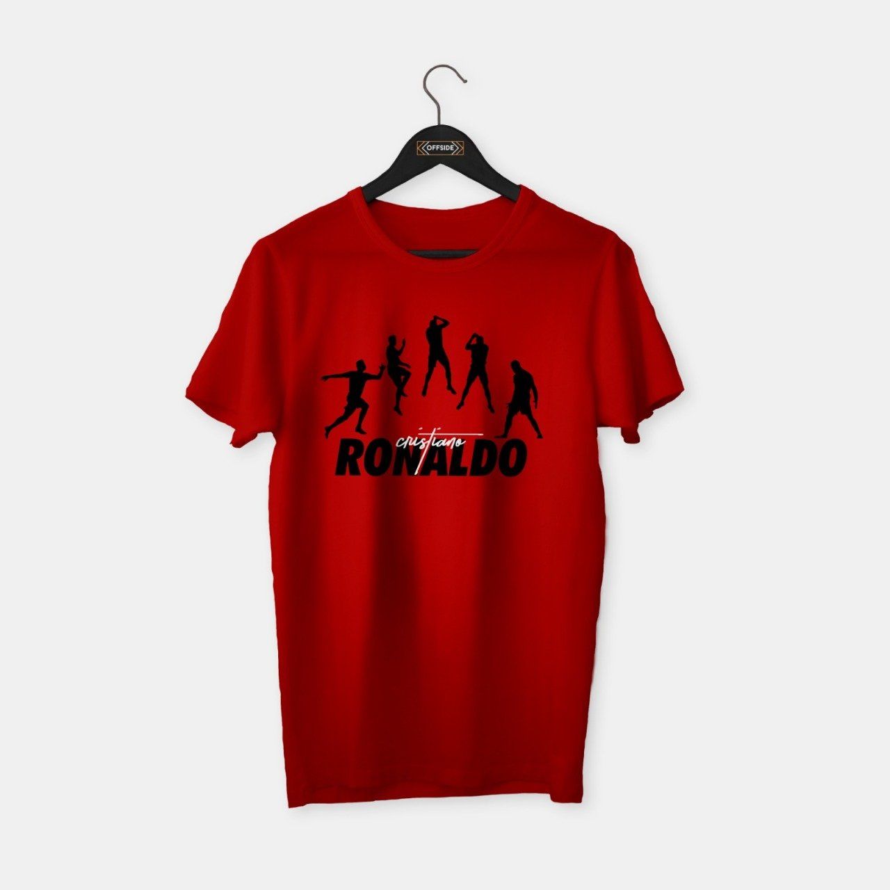 Cristiano Ronaldo II T-shirt Kırmızı (Siyah Baskı) - L