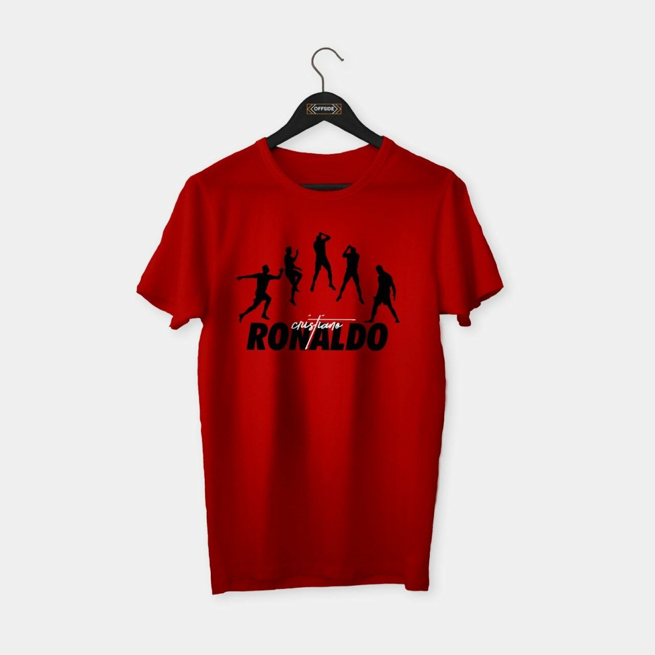 Cristiano Ronaldo II T-shirt Kırmızı (Siyah Baskı) - XXL