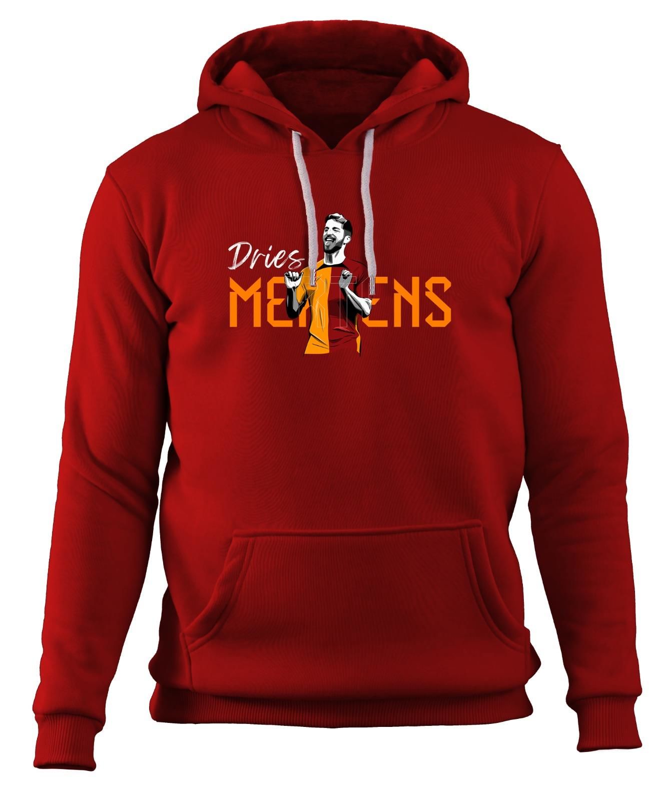 Dries Mertens Kapüşonlu Sweatshirt Kırmızı - XL